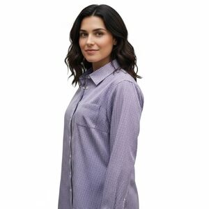 Like New Women's Avenue Purple And White Gingham Checkered Top, Size 14/16